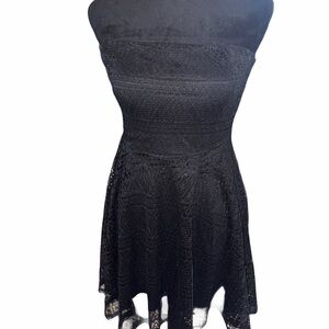 Express Black Lace Strapless Dress